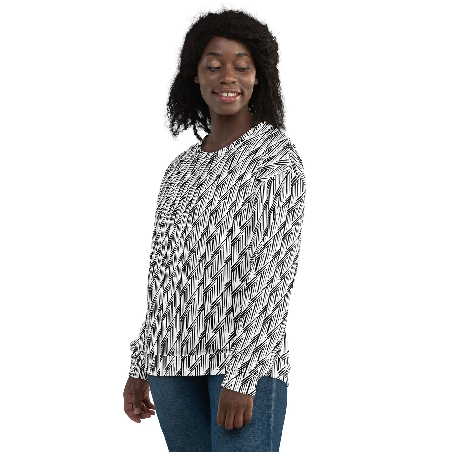 Glitch Stripe Sweatshirt | Black & White Neo-Futurist Unisex