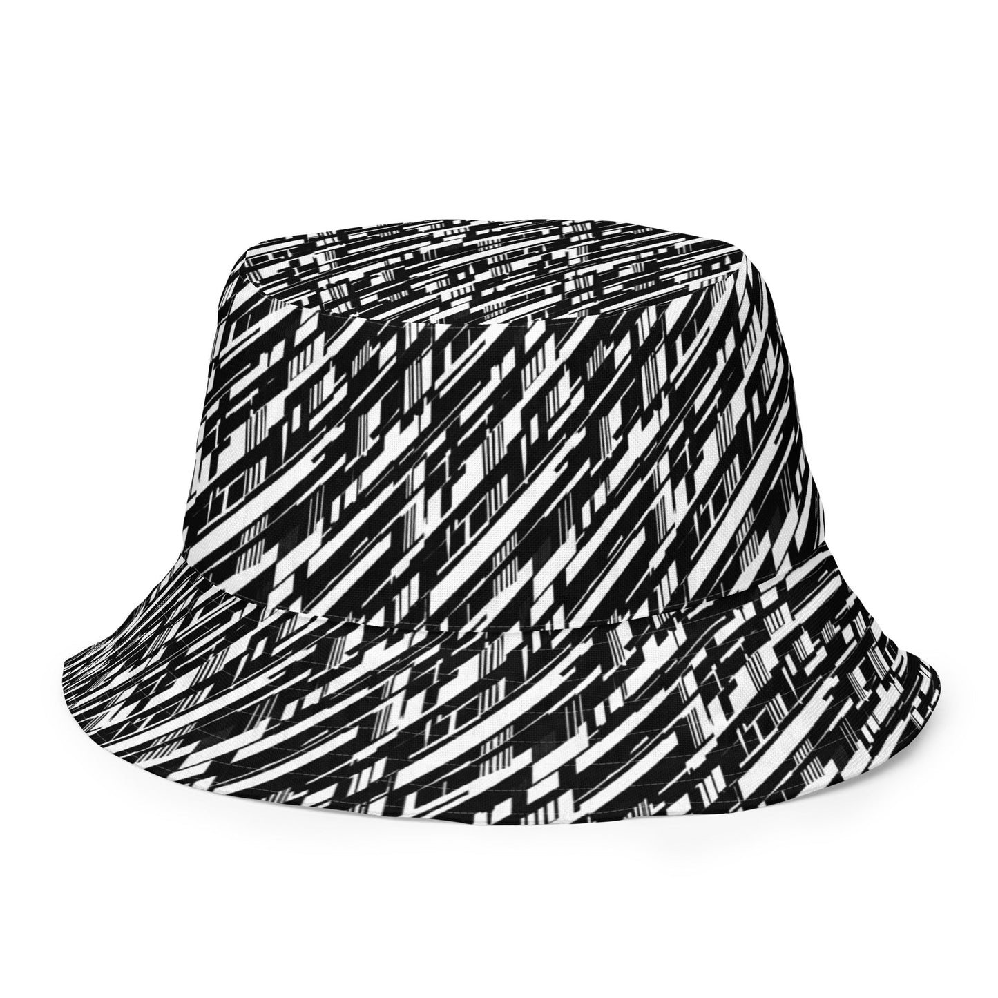 Glitch Stripe Bucket Hat | Reversible Black & White Streetwear