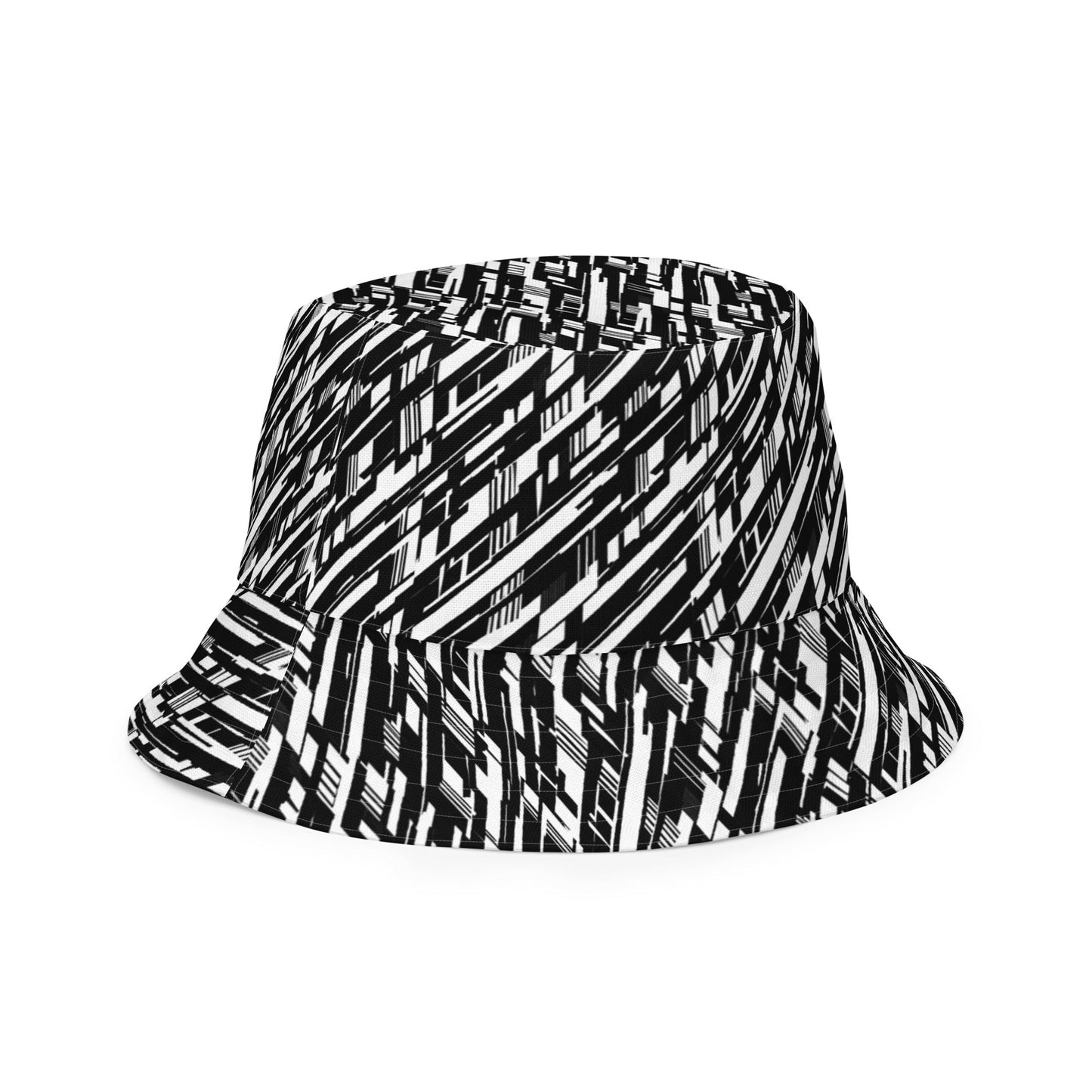 Glitch Stripe Bucket Hat | Reversible Black & White Streetwear