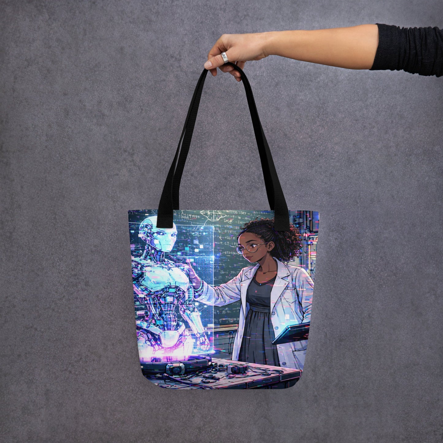 Glitched Genius Tote Bag | Afrofuturism Robotics STEM Art