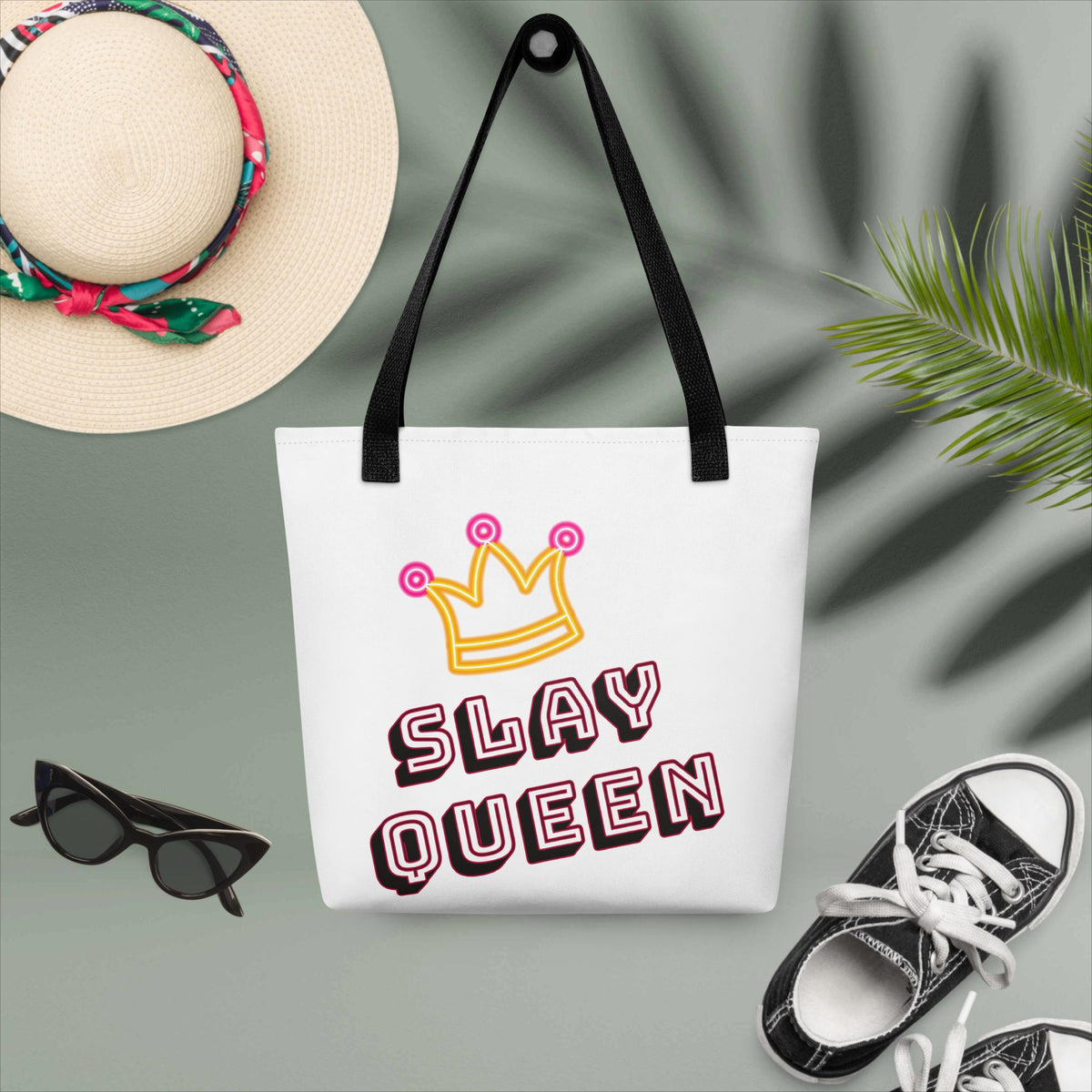 Slay Queen with Crown White Tote bag