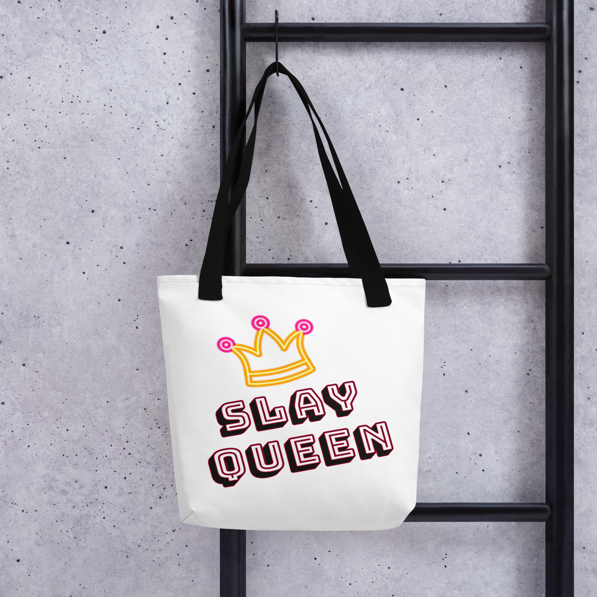 Slay Queen with Crown White Tote bag