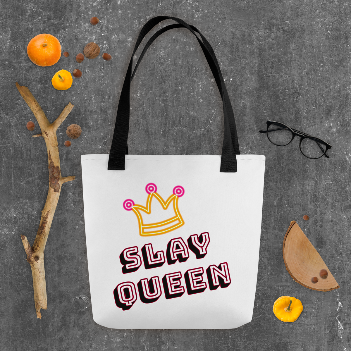 Slay Queen with Crown White Tote bag