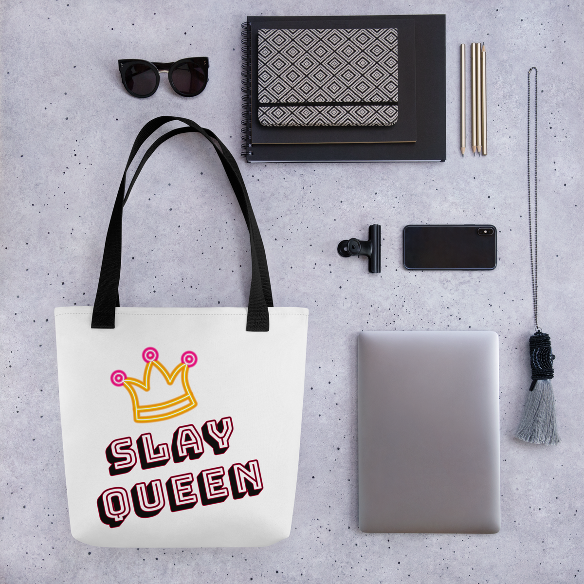 Slay Queen with Crown White Tote bag