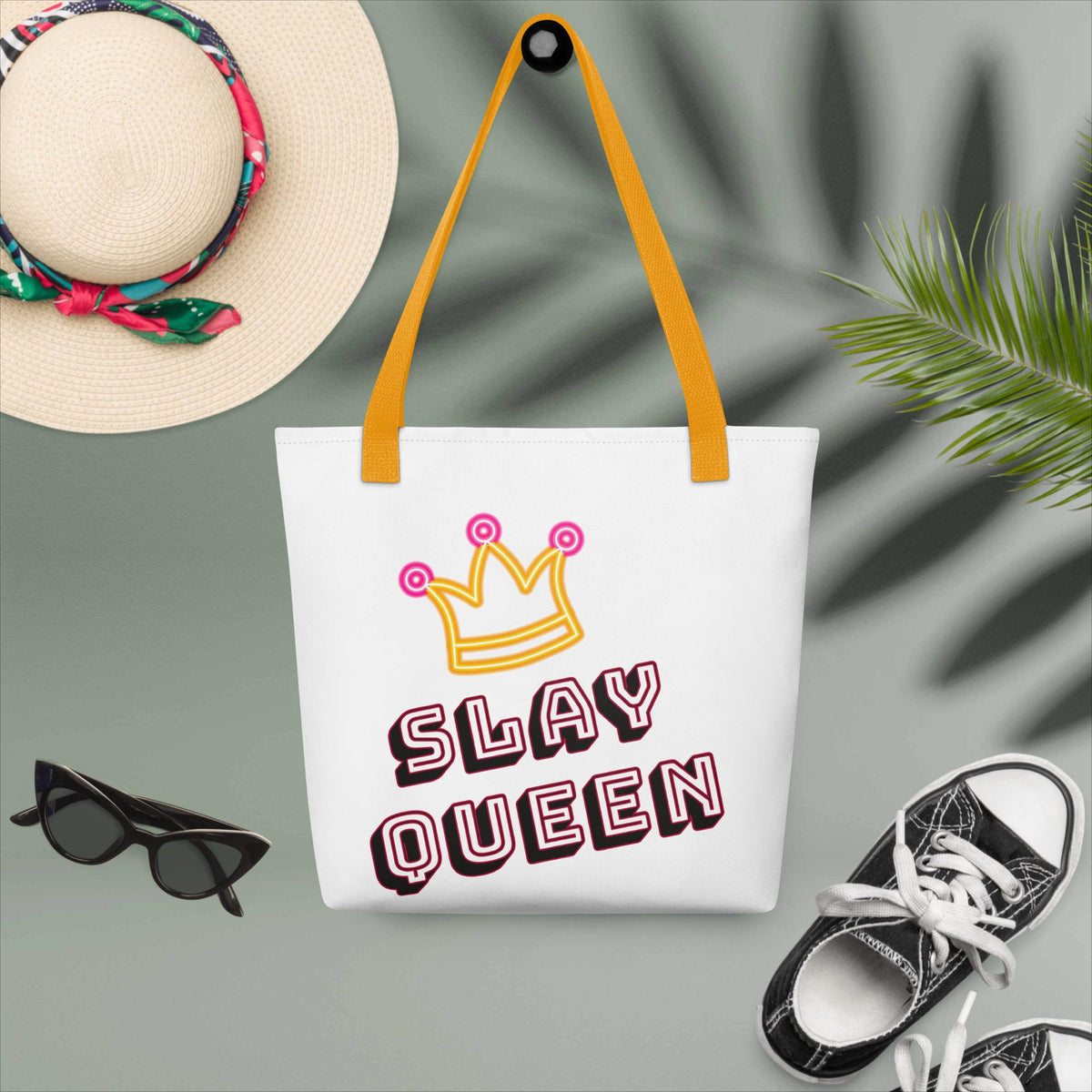 Slay Queen with Crown White Tote bag