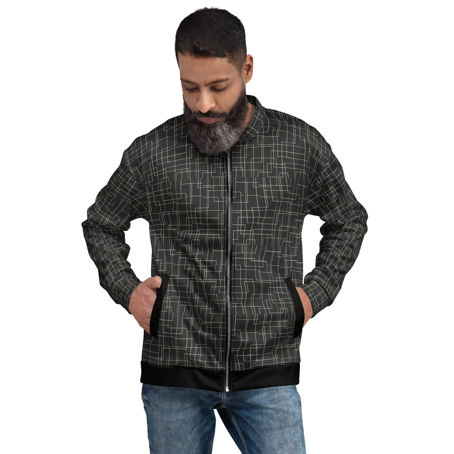Architectural Silence Bomber Jacket | Minimalist Geometric Unisex