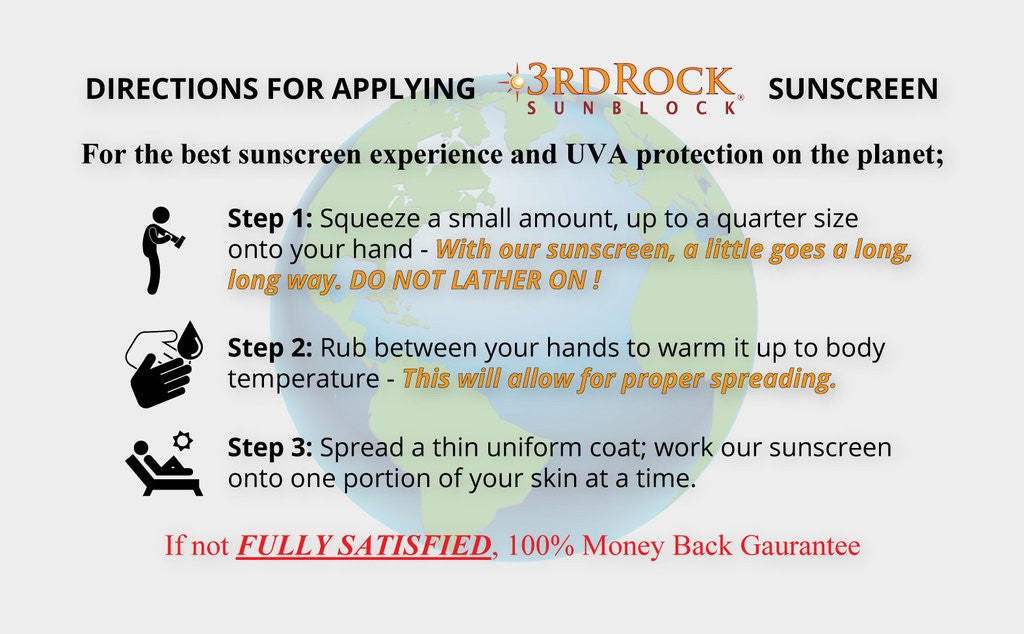 Loción protector solar 3rd Rock Sunblock® - Sin perfume - Óxido de zinc SPF 35