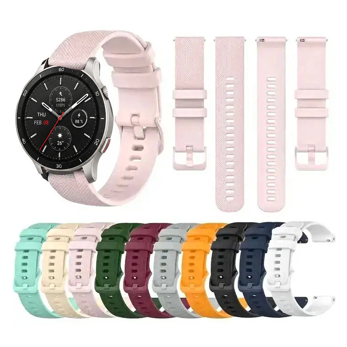 Amazfit Balance, GTR, GTS & Bip Checked-Texture Silicone Band