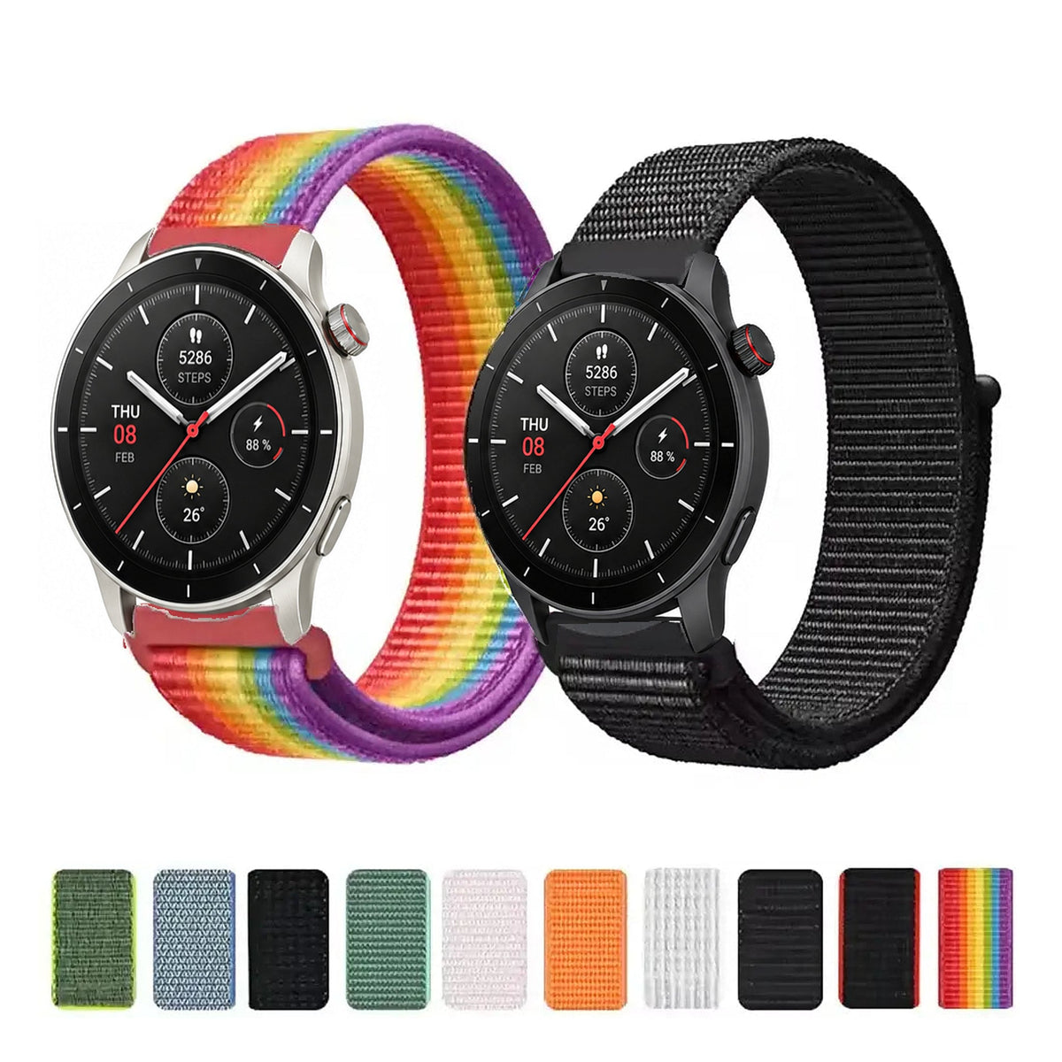 Amazfit Balance, GTR, GTS & Bip Woven Nylon Sport Loop Band, 50 Colors