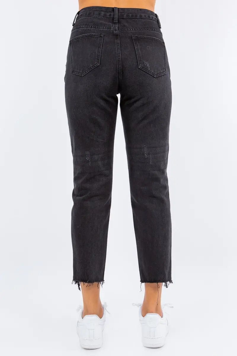Jeans & Denim Trendsi American Bazi High Waist Black Cropped Jeans Small