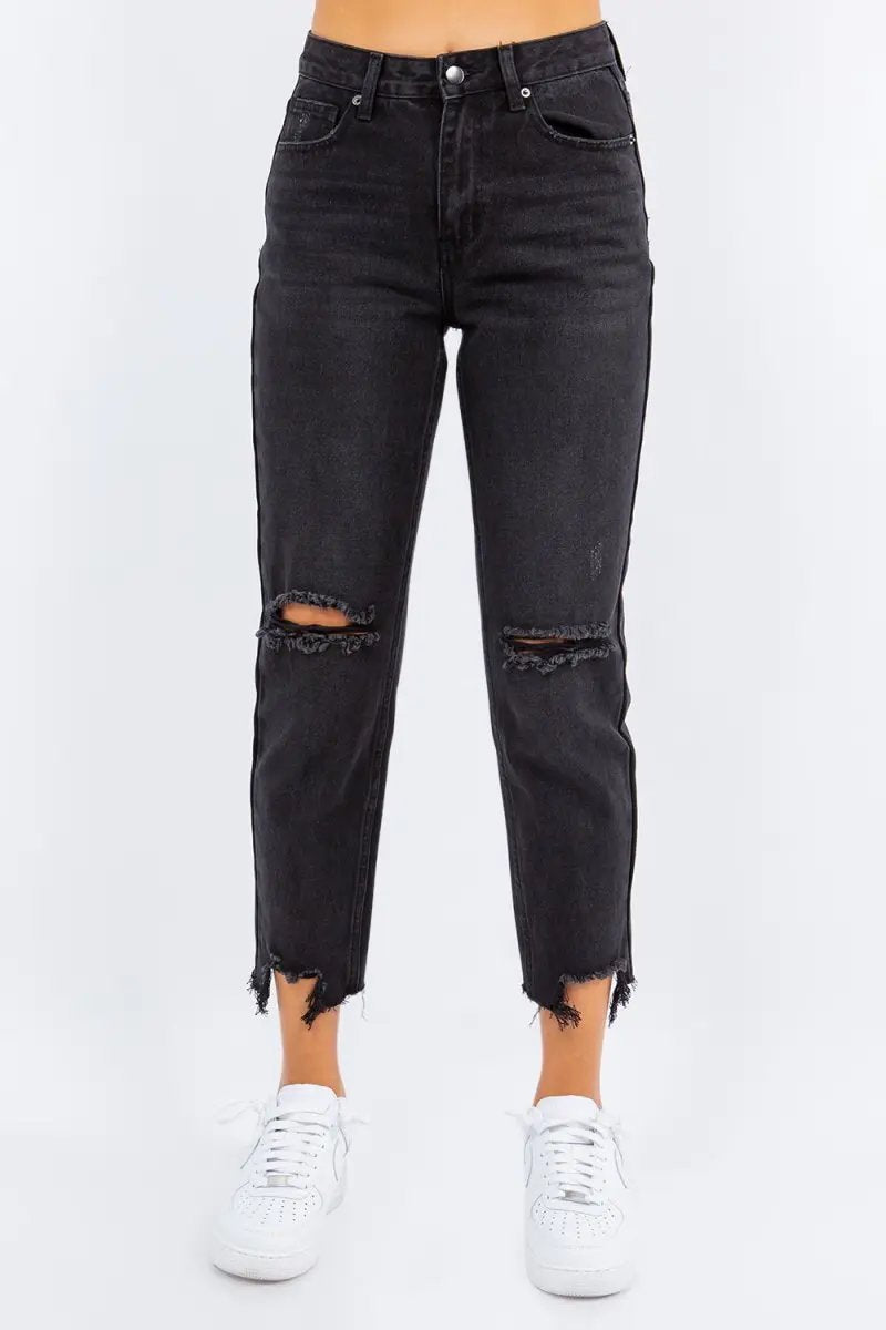 Jeans & Denim Trendsi American Bazi High Waist Black Cropped Jeans Small