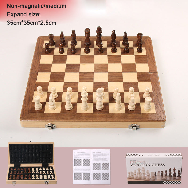 Magnetic Chess Folding Solid Wood Double Queen Set Chessboard Adult Board Game Children's Puzzle Toy
