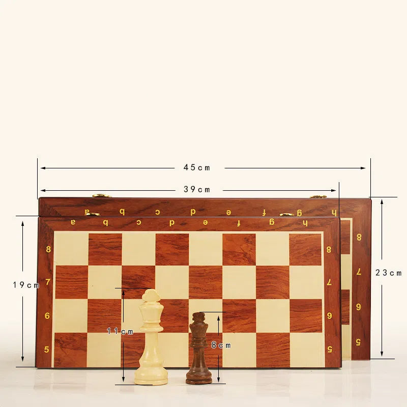 Magnetic Wood Chess Folding Chess Board Puzzle Game for Adults and Children Checkers Toy