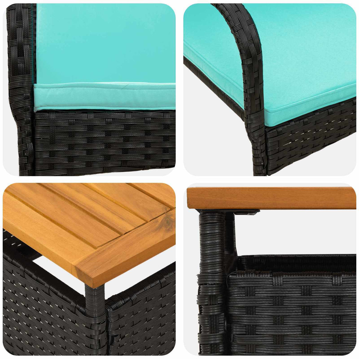 Garden set Black Poly Rattan