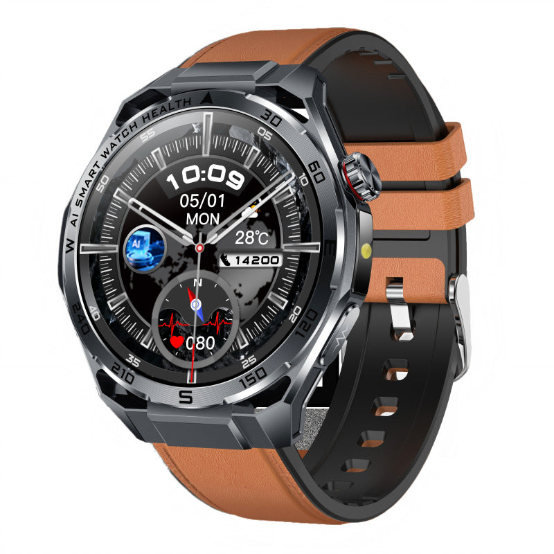 Color: Brown Leather - Smartwatch With Enhanced Fitness Tracking And Bluetooth Calling