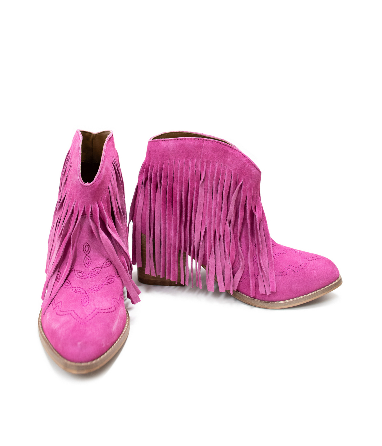 Botín Amos Fringe de gamuza magenta