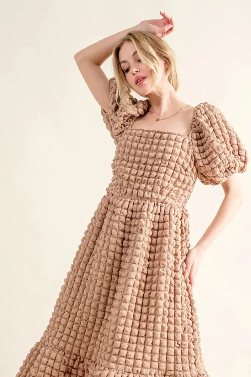 Dresses Trendsi And The Why Square Neck Puff Sleeve Dress - Full Size Women's Apparel