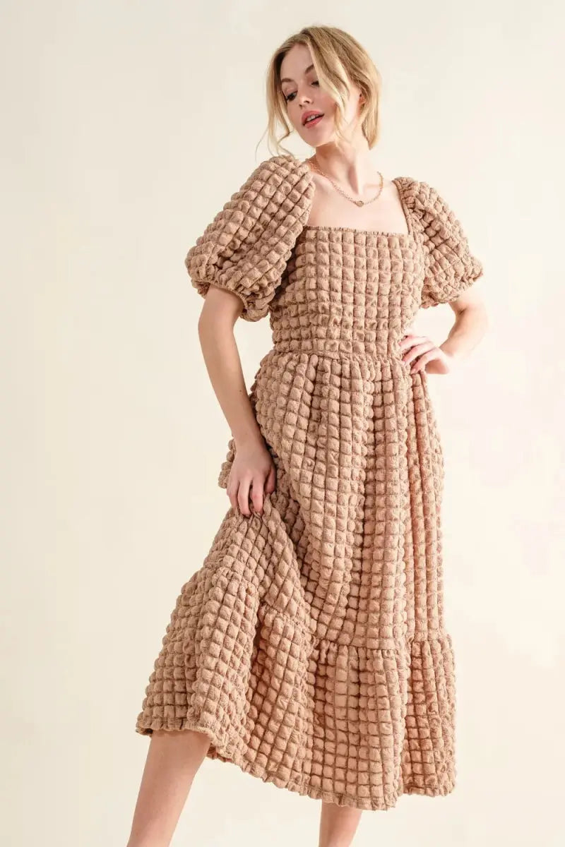 Dresses Trendsi And The Why Square Neck Puff Sleeve Dress - Full Size Women's Apparel