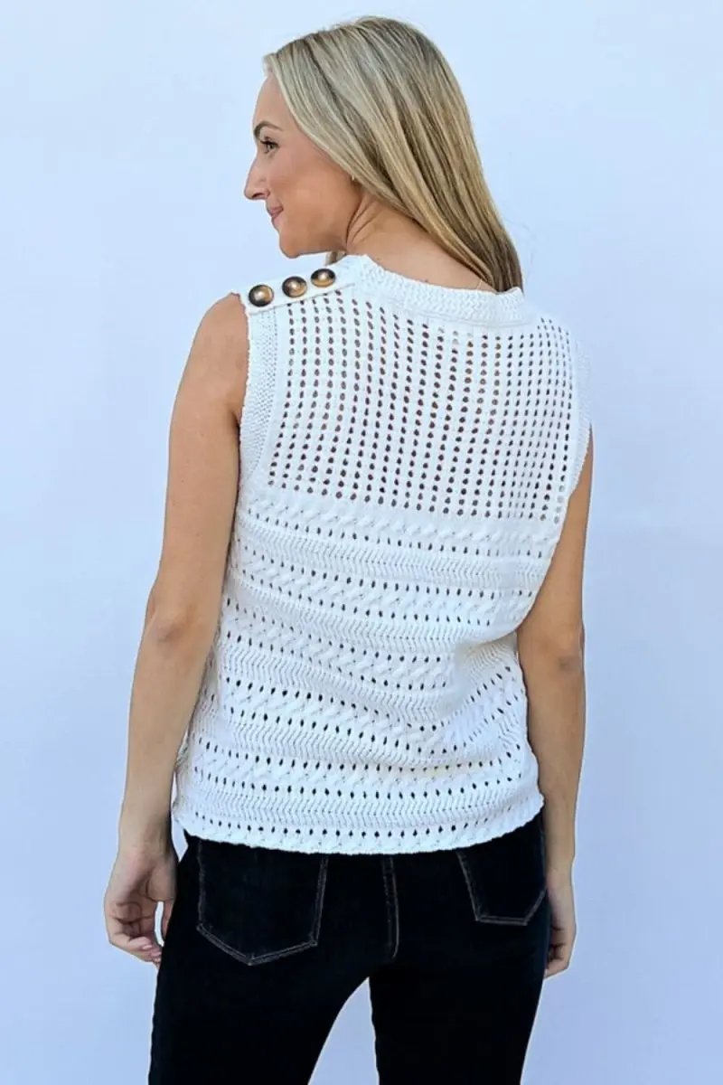 Jackets And The Why Hollowed Out Buttoned Tank by Lovesalve WS