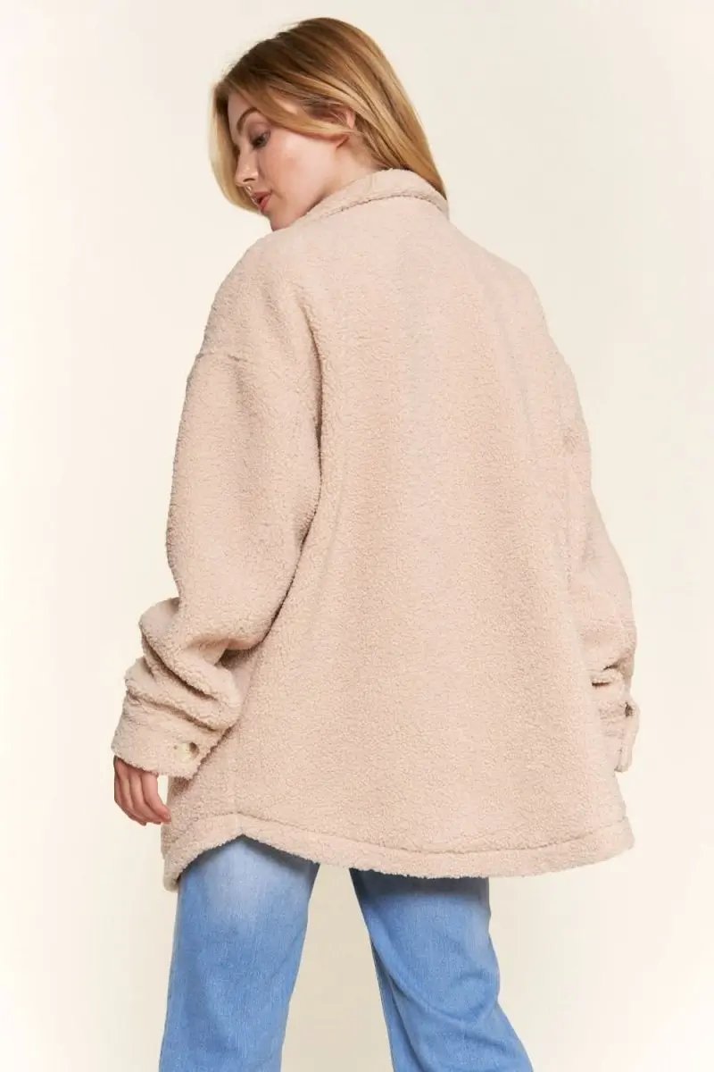 Accessories Trendsi And The Why Teddy Sherpa Shacket - Button Down, Curved Hem Outerwear