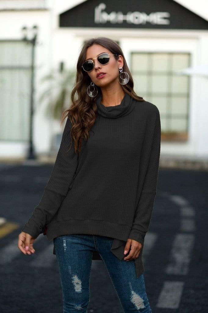 Suéter de punto gofre con cuello chal