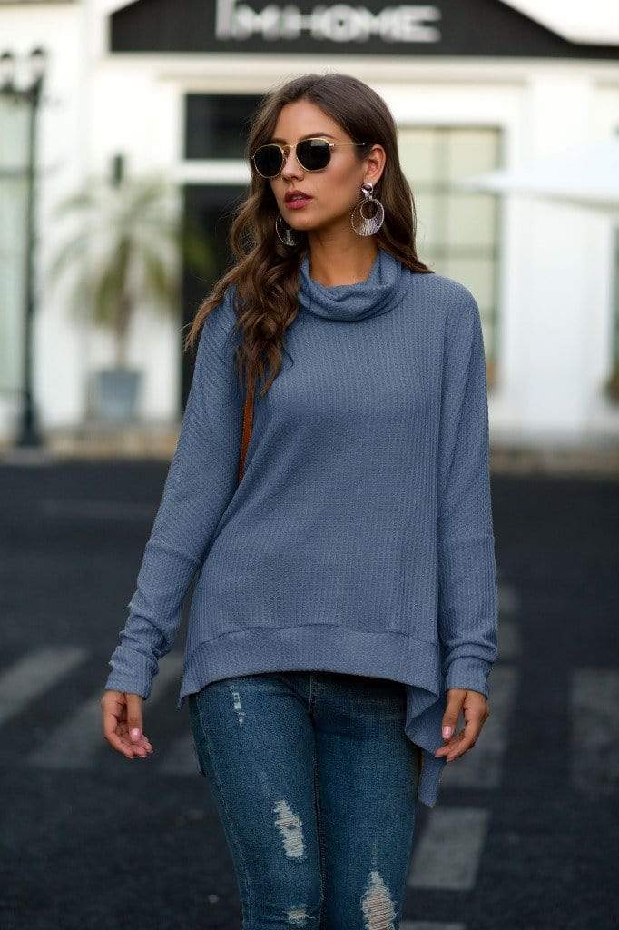 Suéter de punto gofre con cuello chal