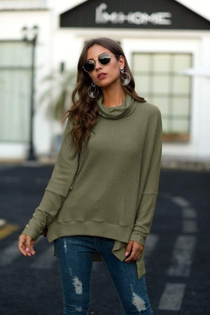 Suéter de punto gofre con cuello chal