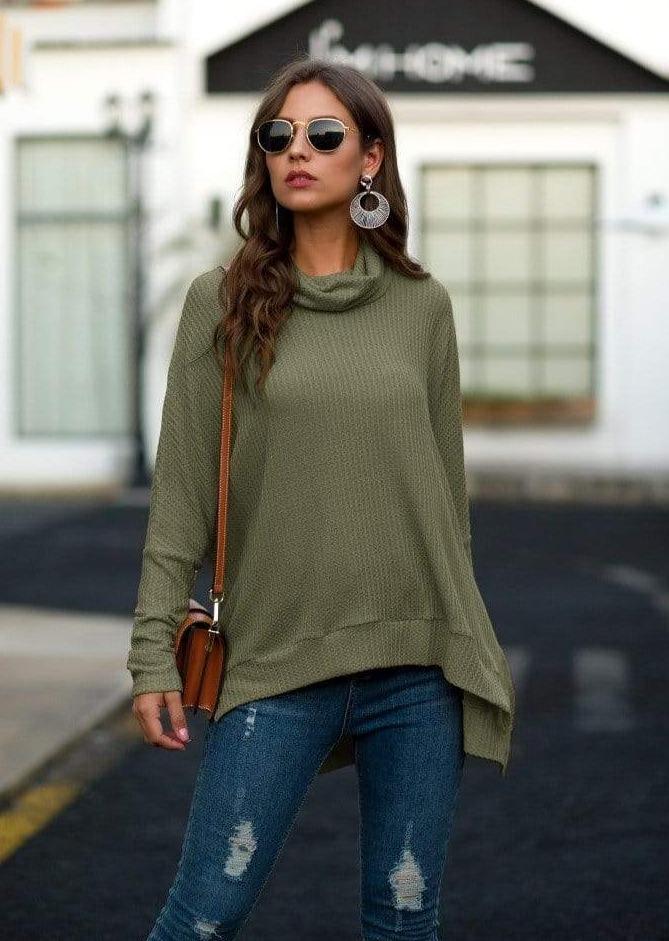 Suéter de punto gofre con cuello chal
