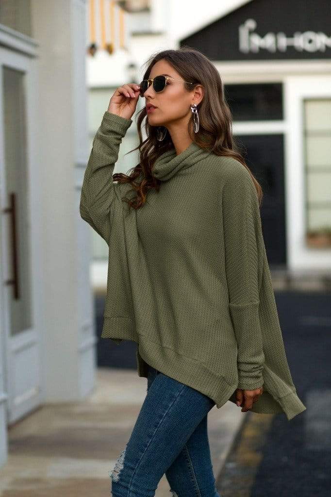 Suéter de punto gofre con cuello chal