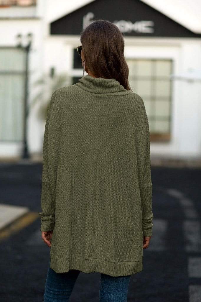 Suéter de punto gofre con cuello chal
