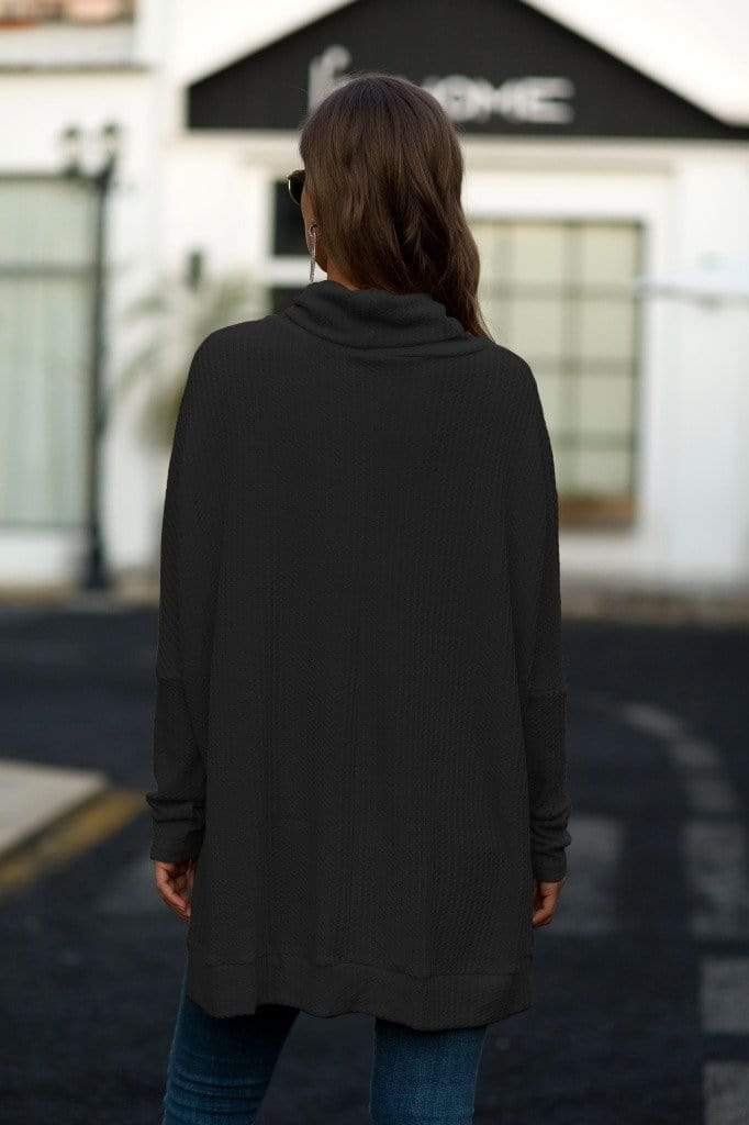 Suéter de punto gofre con cuello chal