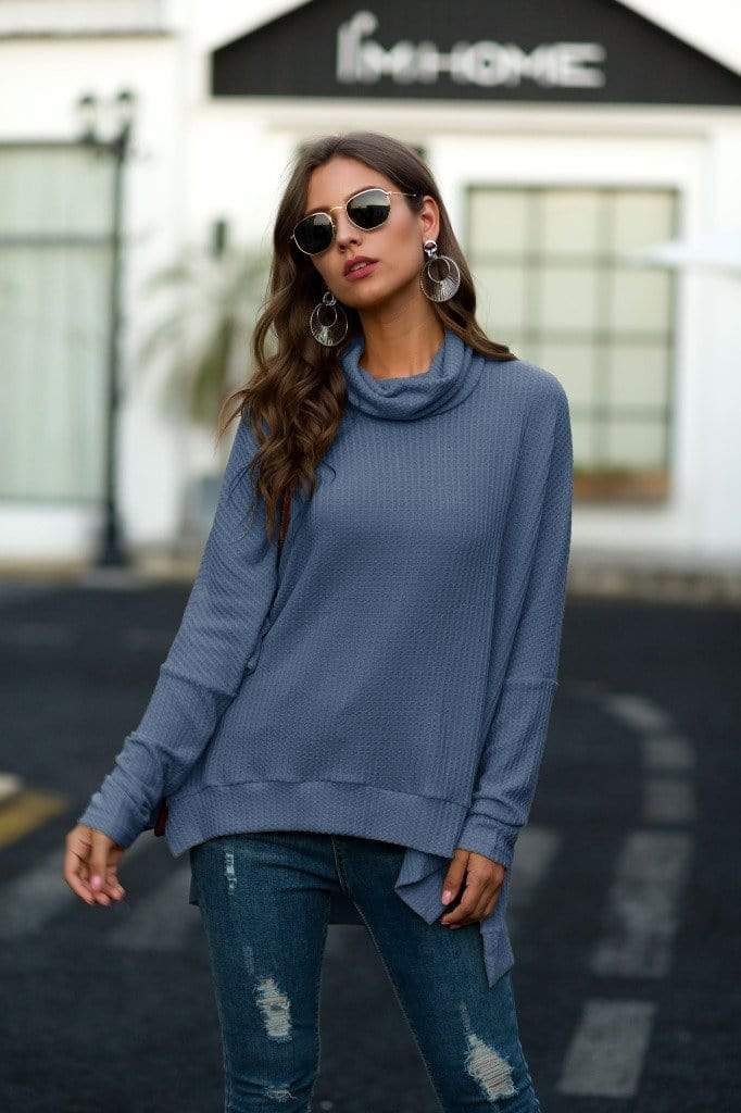 Suéter de punto gofre con cuello chal