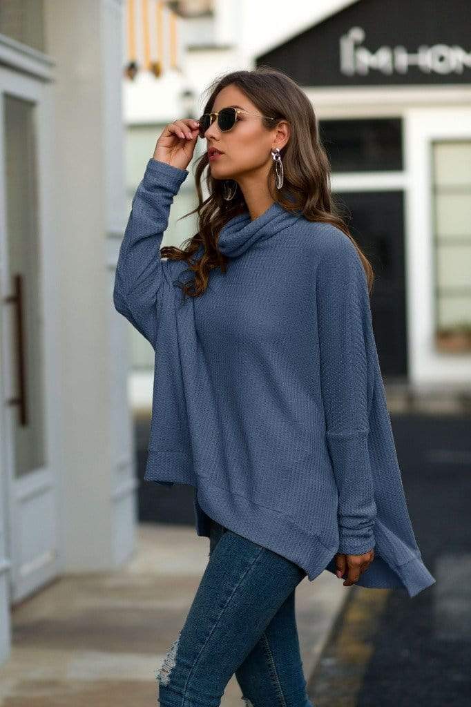 Suéter de punto gofre con cuello chal