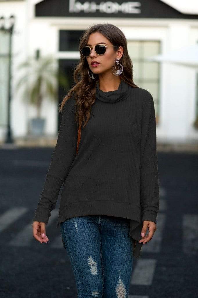 Suéter de punto gofre con cuello chal