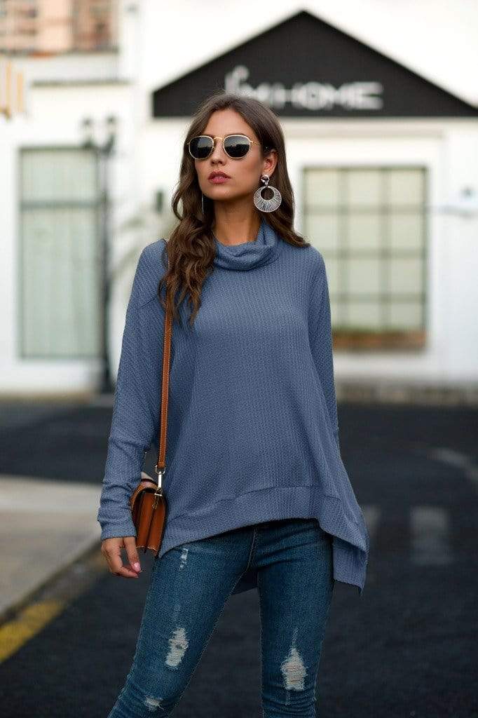 Suéter de punto gofre con cuello chal
