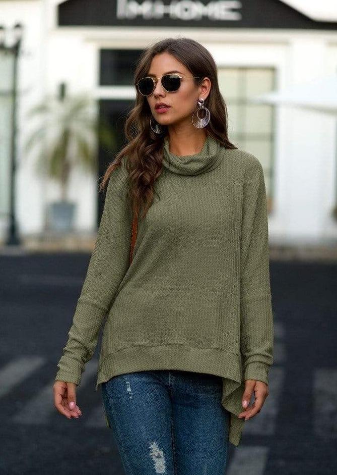 Suéter de punto gofre con cuello chal