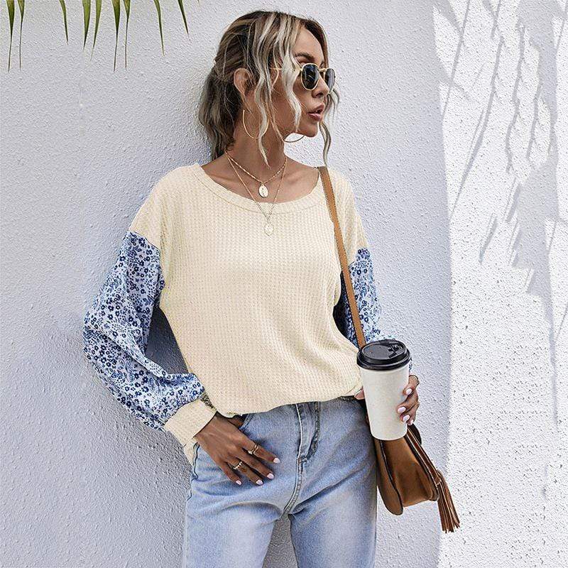 Suéter con estampado floral de dos tonos