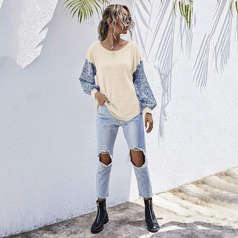 Suéter con estampado floral de dos tonos