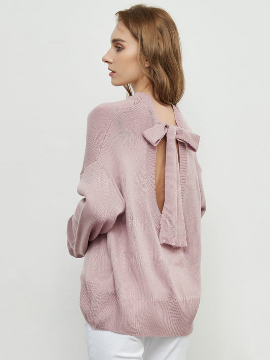 Love Tie Puffed Sleeve Sweater