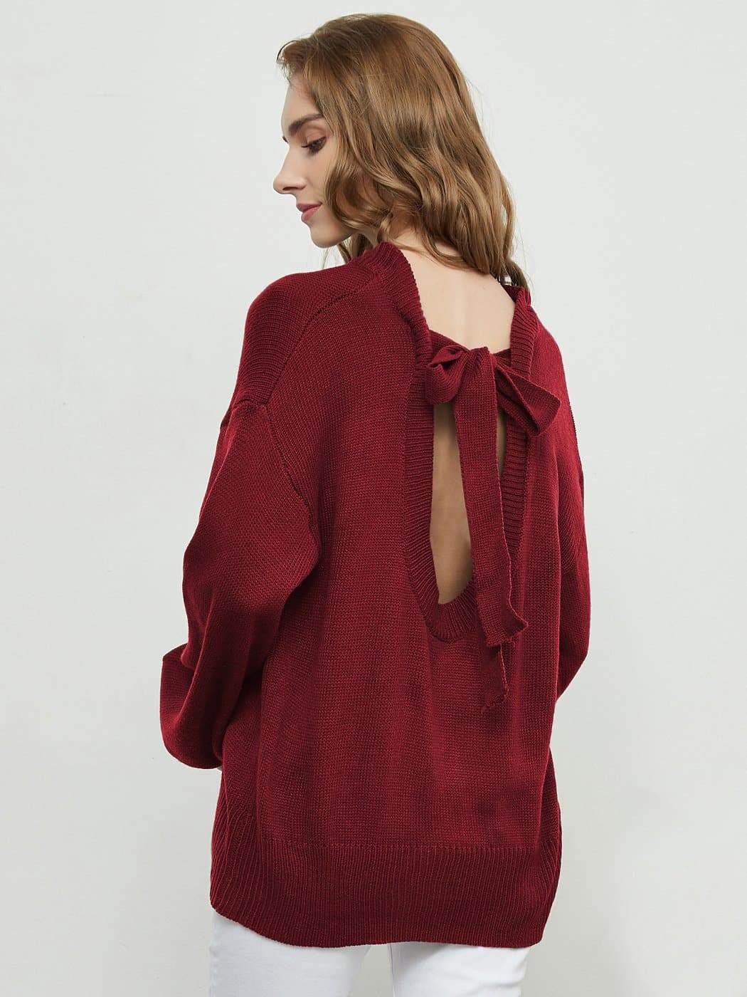 Love Tie Puffed Sleeve Sweater