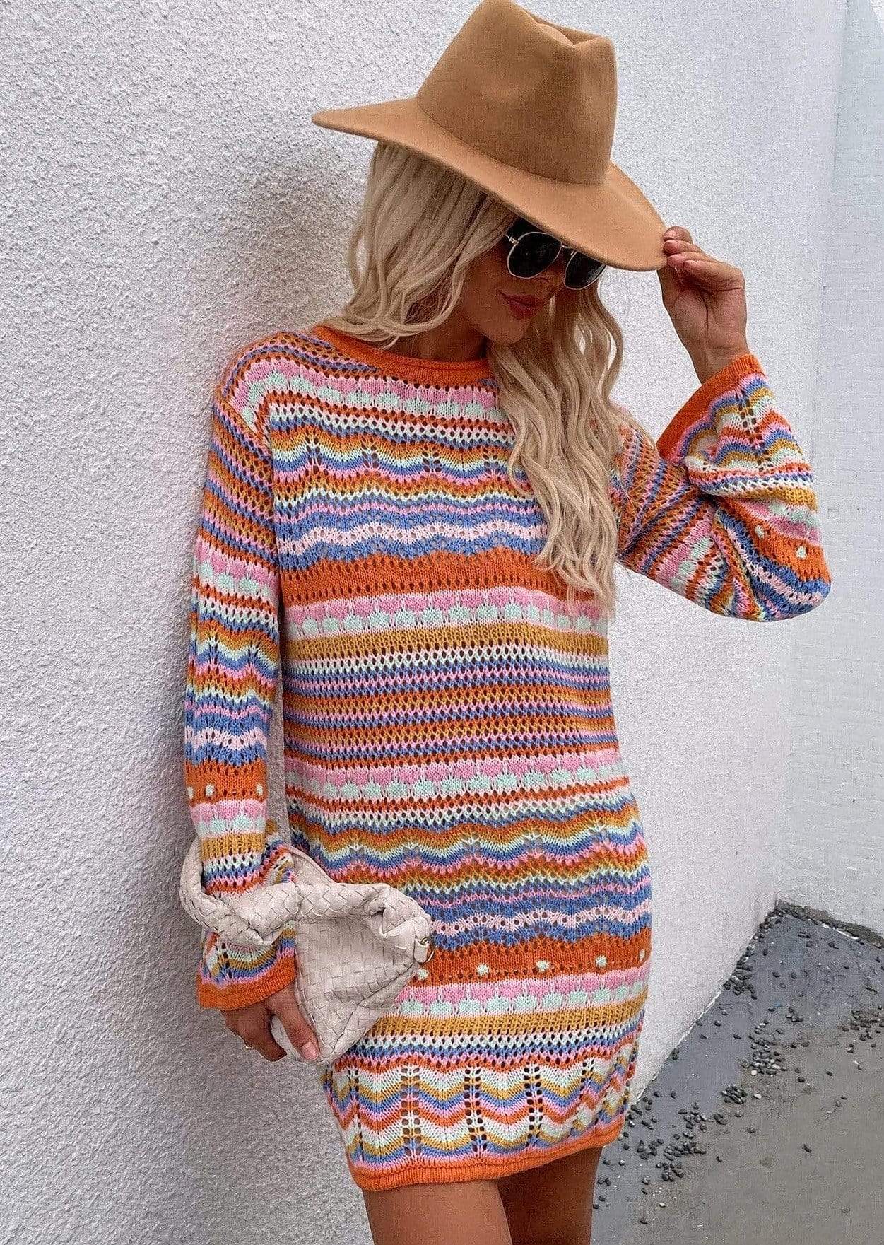 Vestido de punto vibrante para las fiestas