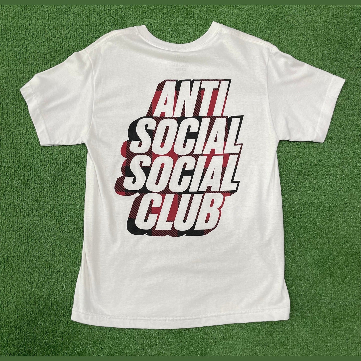 Anti Social Social Club Plaid Red Tee White