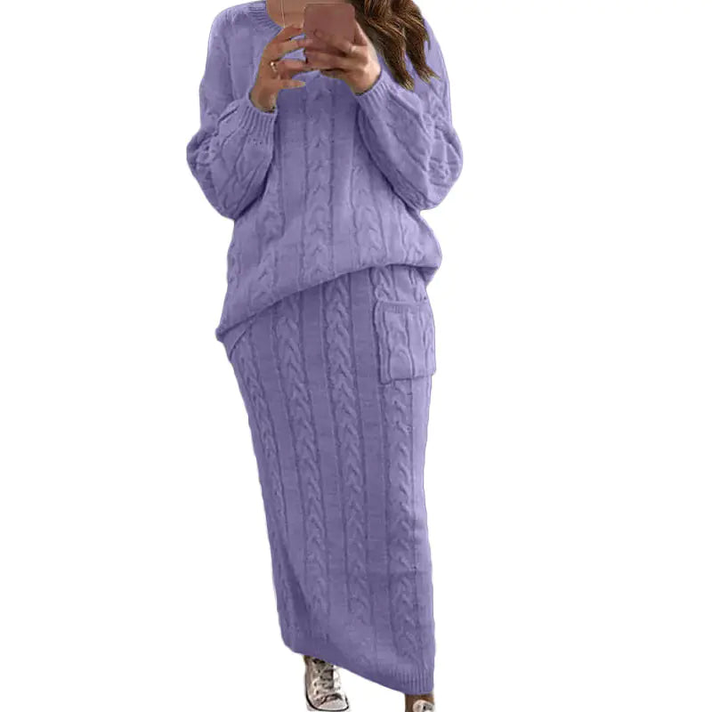 Autumn Winter Women's Fashion Sweater Dress Set
