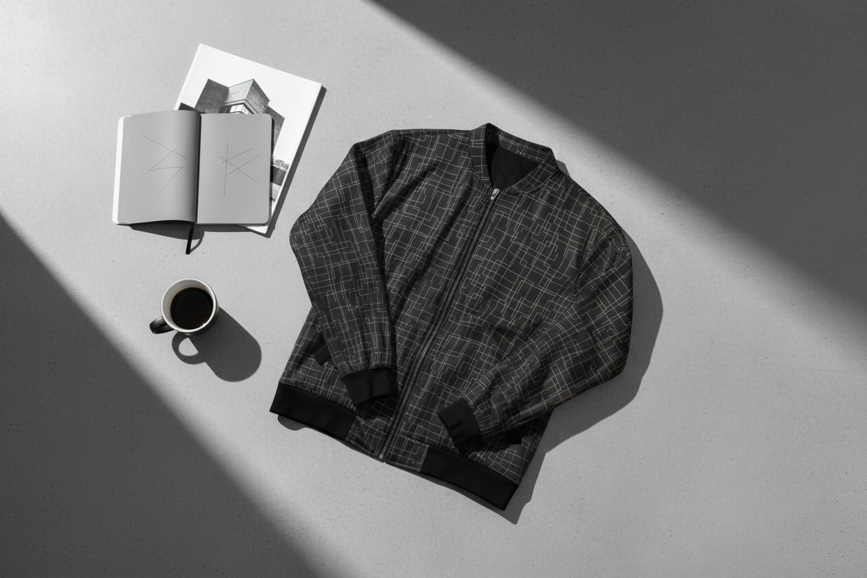 Architectural Silence Bomber Jacket | Minimalist Geometric Unisex