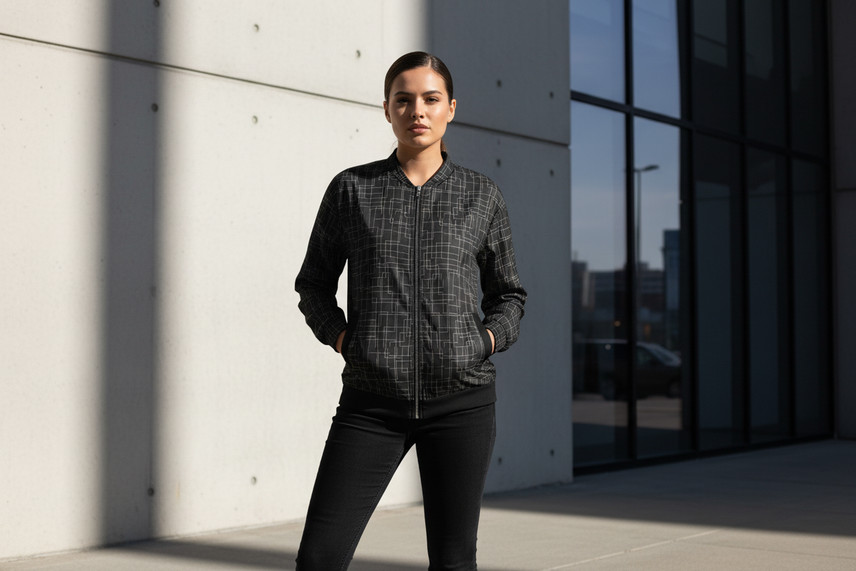 Architectural Silence Bomber Jacket | Minimalist Geometric Unisex