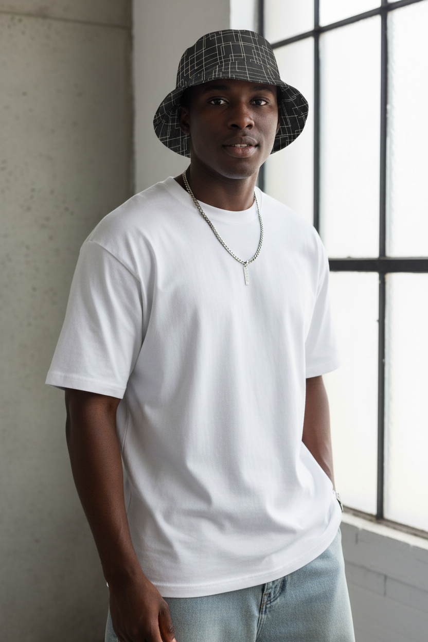 Architectural Silence Bucket Hat | Reversible Minimalist Geometric
