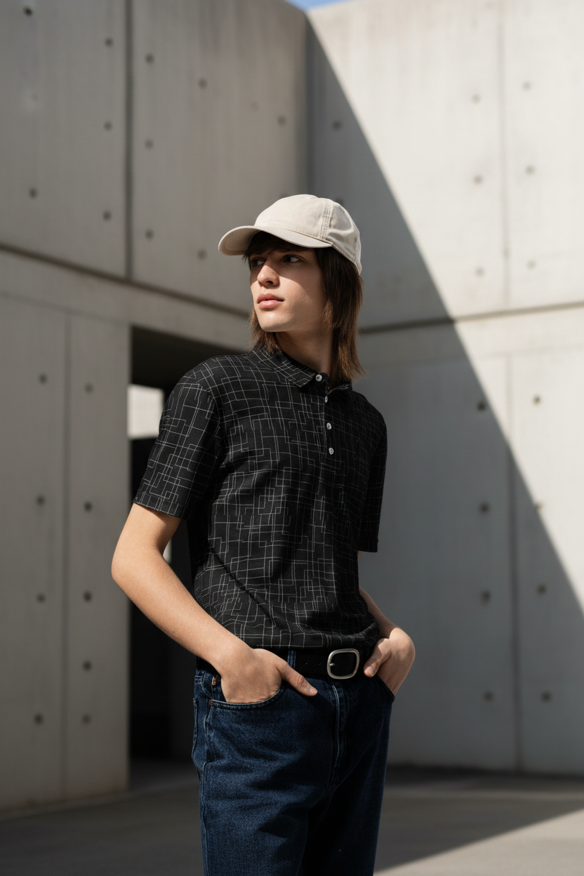 Architectural Silence Polo | Minimalist Geometric Slim Fit