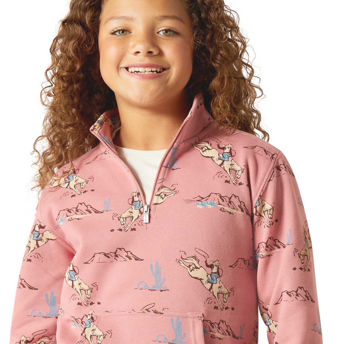 Sudadera con cremallera de 1/4 Ariat Girls Bronc Scene