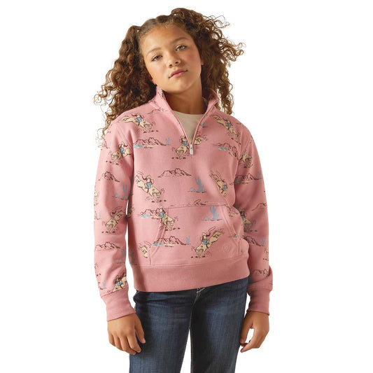 Sudadera con cremallera de 1/4 Ariat Girls Bronc Scene