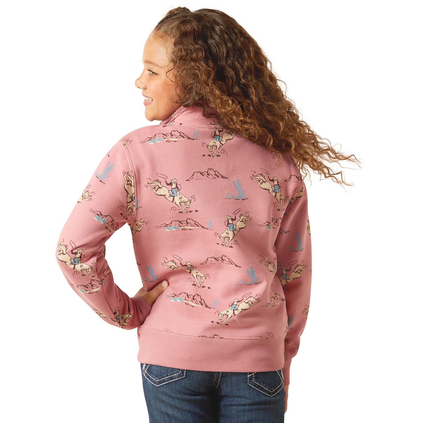 Sudadera con cremallera de 1/4 Ariat Girls Bronc Scene